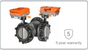 3-way butterfly valve
